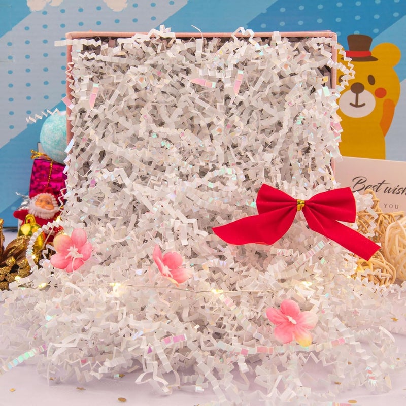 Caleihd Crinkle Cut Paper Shred Filler 1LB Shredded Paper for Gift Box Baskets Wrapping and Filling (Diamond White) - Image 5